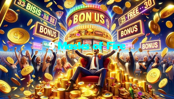 9 Masks of Fire casino presented on mobile device in Pakistan with slots and live games